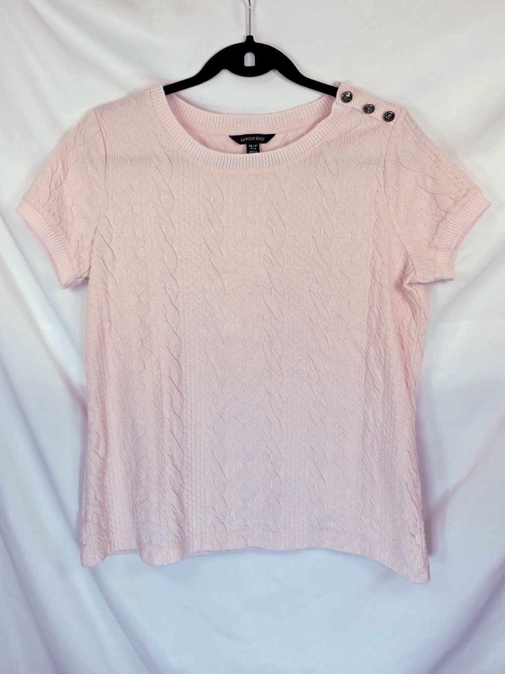 Lands' End Pink Girlhoodcore Colliagate Office Cable-Knit Crewneck  Sweater M/P